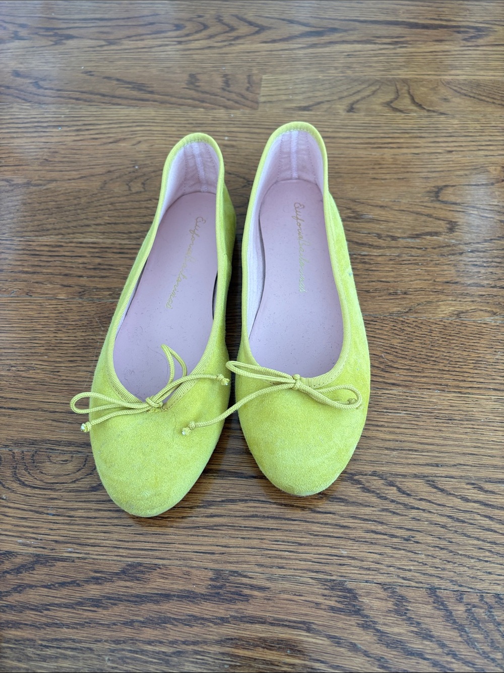 Lime Green Suede Ballet Flats with Bow - Women's Slip-On Loafers